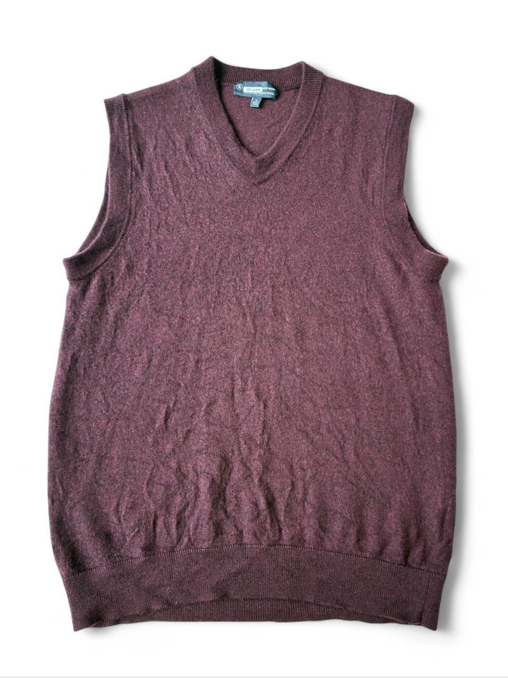 Hart Schaffner Marx Men's V-Neck Wool Sweater Vest - Burgundy Medium